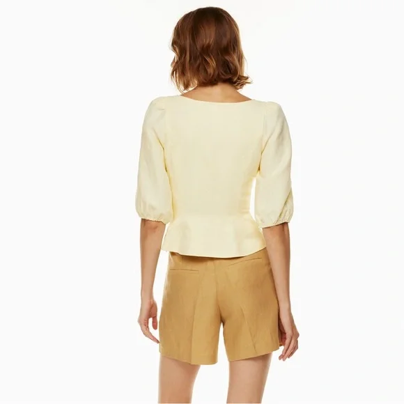 Aritzia Wilfred Santal Linen Bustier Blouse in Tapioca Yellow - Picture 2 of 5
